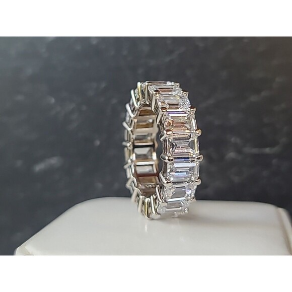 925 Sterling Silver Cubic Zirconia Eternity Band Ring, Size US 8.25, Vintage - Picture 3 of 10